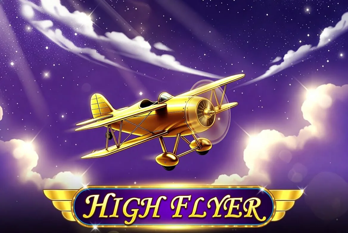 Layar crash game High Flyer dengan pesawat menanjak dan multiplier